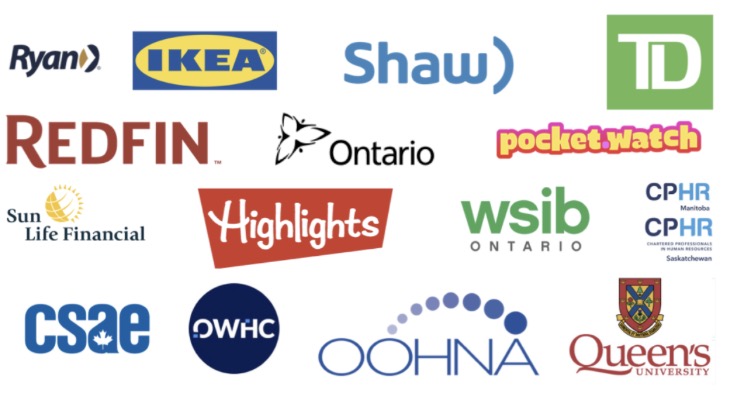 Logos of Jason's clients including Ryan Llc. Shaw Communications, TD Bank, Redfin, Ontario Government, Pocketwatch, Sun Life Financial and more.